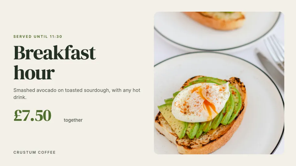A ScreenRoll template: Breakfast hour