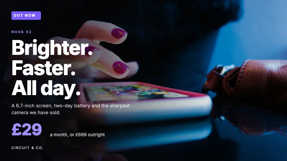 A ScreenRoll template: Phone launch