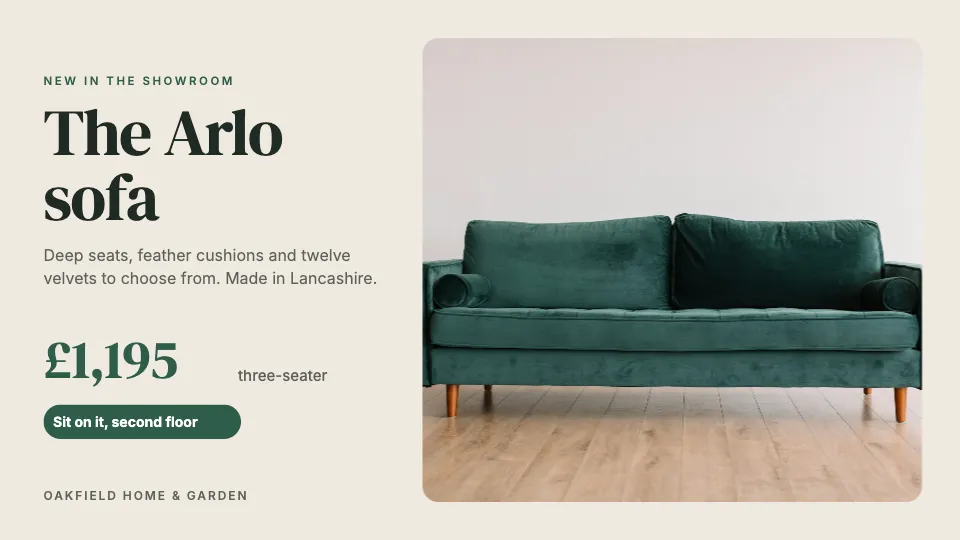 A ScreenRoll template: New sofa range