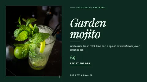 A ScreenRoll template: Cocktail of the week